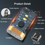 LED 소형 강력한 EDC 손전등 365nm UV 라이트 미니 손전등 하이 USB C 충전식 열쇠고리 클립 테일 자석 9가지 모드 방수 포켓 2 PC