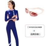 래쉬가드 잠수복 여자 전신 자외선 긴 바지 점프슈트 세트 큰 사이즈 옷 수경 M H9609