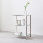 미드센츄리 홈 인테리어 다용도 수납 정리 3단 유리 모듈 철제 선반 사이드 테이블 600 jkn1318