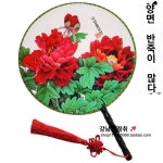 양면궁선 두꺼워진 클래식 단선 모란꽃 부귀대길 원선부채 명절행사 무용 원선부채