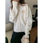 봄가을 터틀넥 캐시미어 가디건 여자수 폴로넥니트 얇은 한국판 셔츠 코디 아우터 스웨터