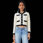 MOUSSY 2023 가을 라운드 잔향기 트위드 숏니트가디건 010GSS70-0070