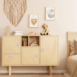 보호 등나무 드레서 손잡이 둥근 나무 서랍 수제 위커 직조 나사 가구 1 Wood ColorBeige 12P