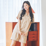 씨엘스토리 씨엘스토리 여성용 어반체크 카라 잠옷 상하의 세트