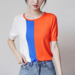 니트티셔츠여반팔슬림하복2022신상박시배색상의 M 살사 J599E785