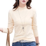 하늘 봄가을 여성 반폴라 긴팔 상의 슬림 티셔츠 Women s T-shirt 하늘비즈 A10 L D447J387