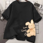 항공특송 토끼티셔츠 캐릭터 반팔티 티셔츠 귀여운 동물 lack - Printed Left M 80-95근 056-B G1575
