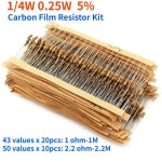 BIZ툴스 모듬세트 1 4W 탄소 1M 저항기세트 2 5 25W 0 고정밀 필름 2R 저항기 1R 저항기키트 2M 86 1000PCS