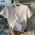 DFMEI 반팔 티셔츠 반팔 레깅스 쇼트 상의 화이트 B051