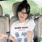 220g 빗살 긴밀셀로주 ins풍 귀요미 코끼리 프린트 반팔티셔츠