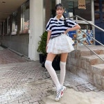 여성정장 여름 트렌디한 솔리드 A라인 달콤한 하이웨스트 레이어드 레이스 스커트 G2024