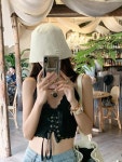 나누 레이스 캐미솔 아우터 슈트 피쉬본 탑 S