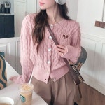 메이킹유 긴팔가디건 꽈배기 라운드넥 데일리 노아스가디건 H8853