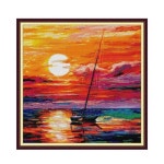 일몰 크로스 키트 빌딩 계산 인쇄 자수 수제 바느질 공예 도구 장식 1 14ct unprint canvas