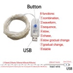 USB LED 구리 와이어 요정 조명 8 가지 모드 방수 화환 크리스마스 웨딩 파티 정원 휴일 홈 장식 스트링