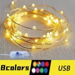 USB LED 구리 와이어 요정 조명 8 가지 모드 방수 화환 크리스마스 웨딩 파티 정원 휴일 홈 장식 스트링