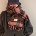 체크 알파카 에버코지 머플러