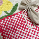 핑거니팅 자이언트얀 패브릭얀 양말목 손뜨개 체크무늬 방석 업사이클링 위빙 직조틀 DIY 공예 키트