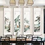 사군자 족자 동양화 그림 비단화 폭포 풍경 거실 봉황새 서예 4개세트 4개 잉어 매란죽국 두루마리 직접 걸 수 있음 통고 단폭 cm 40-40-40-40