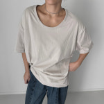 U넥티셔츠 브이넥반팔 5부티셔츠
