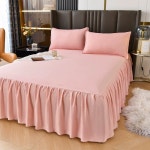 돌침대커버 심플 프릴 킹사이즈 연보라 단팥 스커트높이45cm 베드스커트싱글 호텔식 침대스커트 침대보 매트 매트커버 덮개 커버