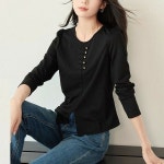 스윗트리 노카라 라운드 블라우스 정장 티셔츠 j0916