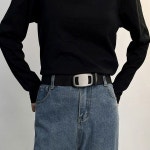 구멍없는 5색 버클 남녀공용 나일론 포인트 벨트 메탈