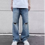 후니오 남성일자청바지 여름 일자핏 청바지 와이드핏 진 스트리트 슬림 일자 팬츠 UNO2