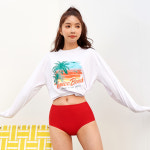 벤디스 루즈핏 비치웨어 썬셋오션 여자 래쉬가드 긴팔 상의 CT001