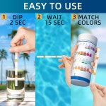 PooTe 온수 욕조 테스트 스트립 - 4-1 풀 150개 스파 키트 정확한 pH 프리 염소 브로민 총 알칼리도 시아누르산