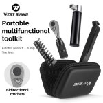 서쪽 자전거 휴대용 툴킷 다기능 도구 가방 래칫 렌치 키트 타이어 레버 미니 펌프 세트 액세서리