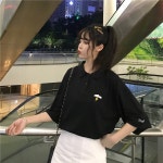 터틀넥 티셔츠 여관 송원 숙풍 bf 학생 상의 검정색 L