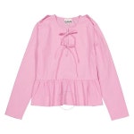GANNI 가니 오키드 스모크 타이 스트링 펩럼 블라우스 787 Orchid Smoke F8515787