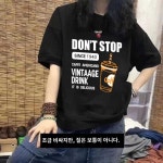 2024 반팔티 라운드 프린트 루즈핏 반팔 네이비- 화이트 120-140근 G1474