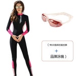 래쉬가드 잠수복 여자 전신 자외선 긴 바지 점프슈트 세트 큰 사이즈 옷 수경 H9610