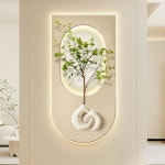 벽걸이 식물 액자 조화 현관 조명 인테리어 엔틱 플라워 벽장식 봄 B 크리스탈 도자기 높이80 x 폭40cm