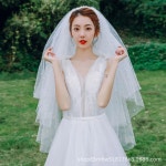 여성용 얇은 명주 그물 신부 베일 신부 꽃 소녀 웨딩 파티 사진 헤어 빗 진주 웨딩 베일 4 레이어