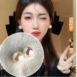 고급 진주 핑크빛 귀걸이 귀찌 고리형 14호