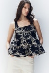 에이치앤엠 자수 탑 NEGRO ESTAMPADO CREMA 1268491001
