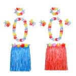 훌라 치마 수술 파우 스커트 체육대회 반티 목걸이 세트 하와이 댄스 하와이안 공연 드레스