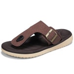Harxxitd Mens Flip Flops Arch Support Sandals with Adjustable Buckle Straps Thick Athletic C