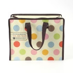 화이트도트 지퍼 타포린백 쇼핑백 리유저블