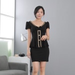 로제 미니 원피스 홀복 파티룩 클럽의상 U버튼라인 투핏 원피스 A0537 55
