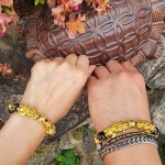 재물운 불교 흑요석 육자진언 황금 비휴팔찌