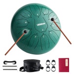 스틸 텅 드럼 핸드팬 탱크 드럼 11 노트 망치 핑거 픽 가방 음악 교육용 음악책 콘서트 요가 선물 그린 10 Green