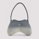 디젤 데님 머티리얼 유니크 쉐이프 숄더 스트랩 하드웨어 더블-D 핸드백 X103