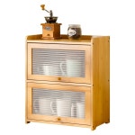 식탁위수납장 미니수납 식탁정리대 원목 2단42장 무지개투명문 2단 원목식탁정리대 원색 선반장 테이블 주방 식탁미니선반 원색 2단42장... 