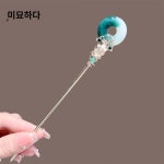 신중식청냉감비녀 심플 모던파마 에메랄드빛 안단추비녀 말면치마 치파오 머리비녀