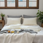 화이트 60수 아사 순면 피그먼트 퀸 스프레드 이불