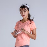 네이비짐 여자 매쉬 슬리브 MESH SLEEVE 여성 운동복 상의 반팔티셔츠 피치 L